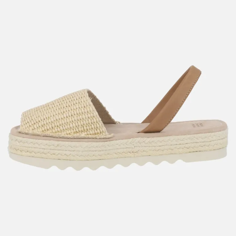 Menorquinas Doble Yute en tejido rafia beige
