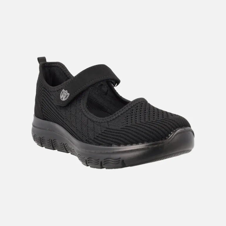 Mercedes de estilo deportivo con cierre de velcro en tejido negro