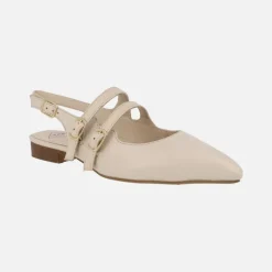 Merceditas de piel destalonadas con doble tira de hebillas