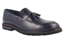 Mocasines Aeroplane en piel azul marino con borlas