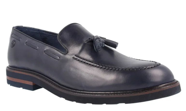 Mocasines Aeroplane en piel azul marino con borlas