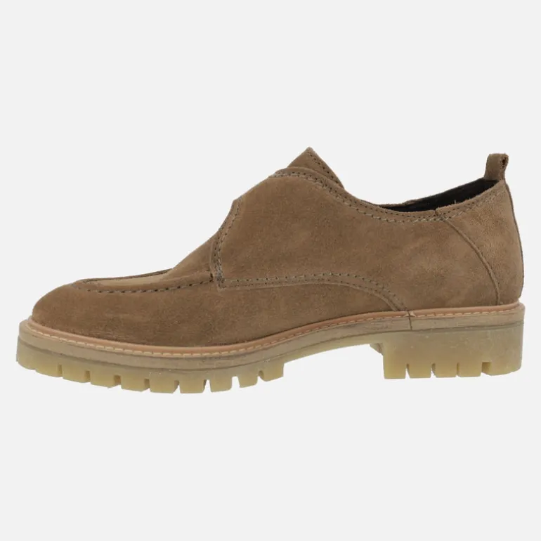 Mocasines Cataleya en piel serraje con adorno de hebilla