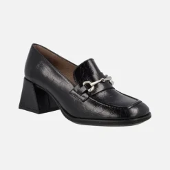 Mocasines Celia en piel negra efecto quebrado