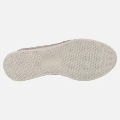 Mocasines combinados en piel y rejilla color taupe