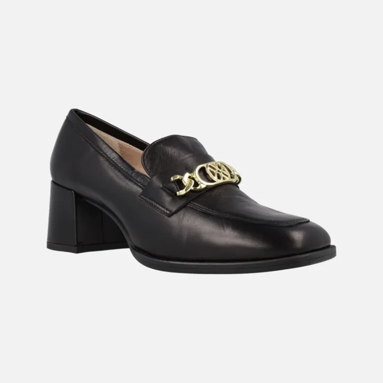 Mocasines con adorno metálico y tacón ancho Megan