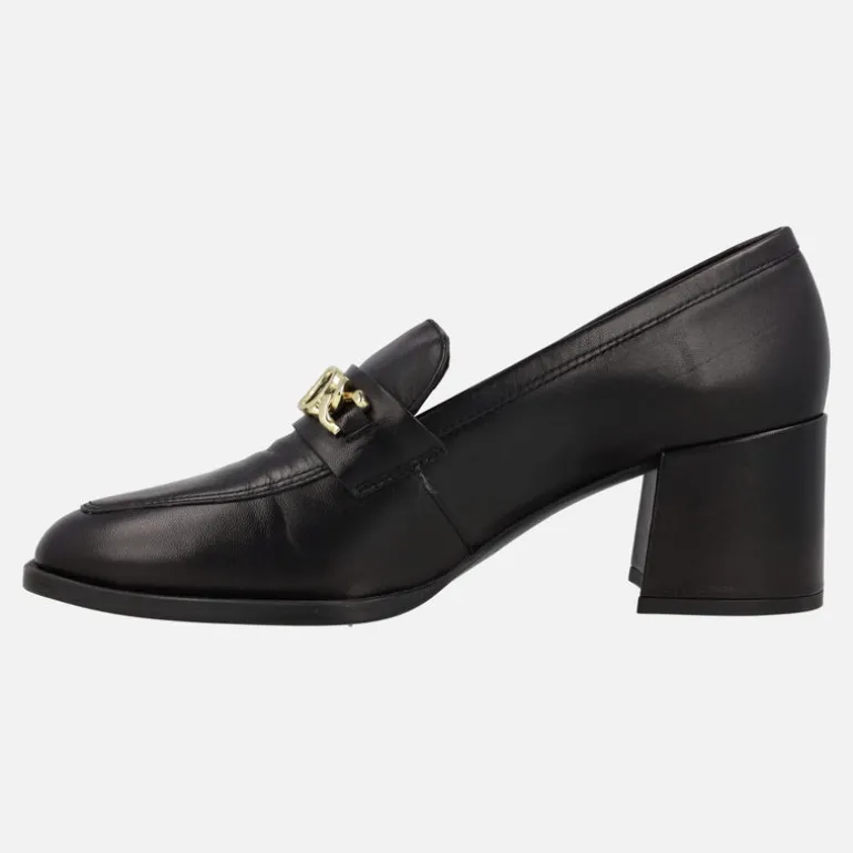 Mocasines con adorno metálico y tacón ancho Megan