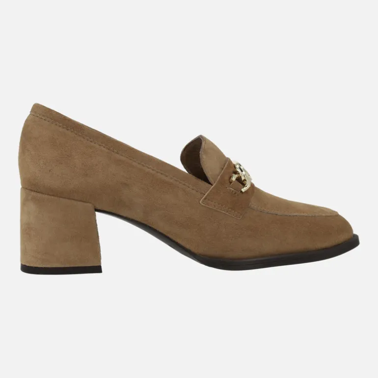 Mocasines con adorno metálico y tacón ancho Megan