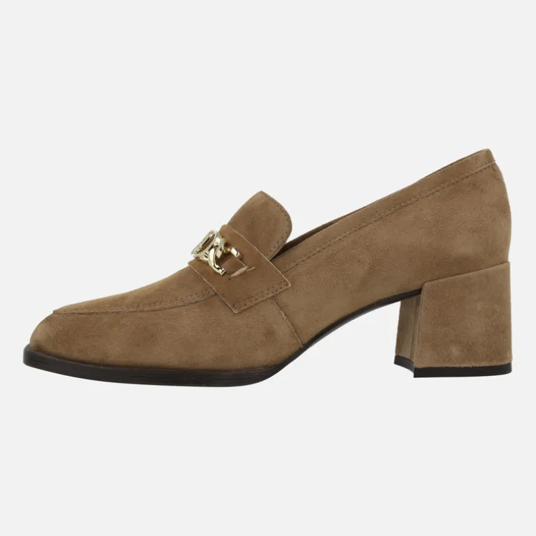 Mocasines con adorno metálico y tacón ancho Megan