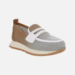 Mocasines con antifaz Sport Kansas en combinado cuero y blanco