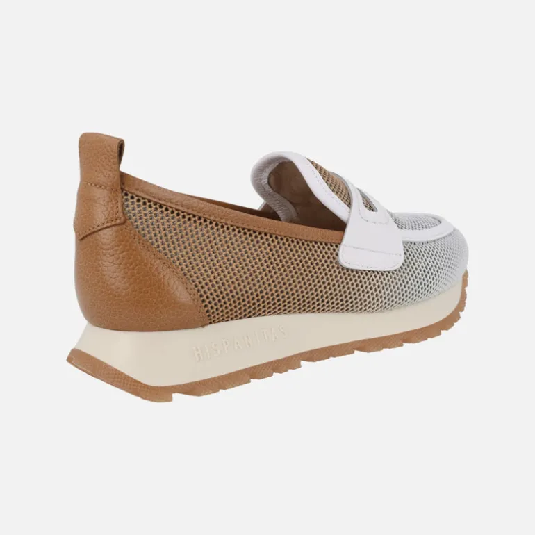 Mocasines con antifaz Sport Kansas en combinado cuero y blanco