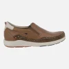 Mocasines confort con elásticos en piel marrón para hombre