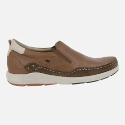 Mocasines confort con elásticos en piel marrón para hombre