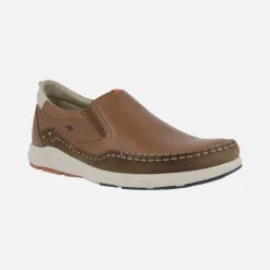 Mocasines confort con elásticos en piel marrón para hombre
