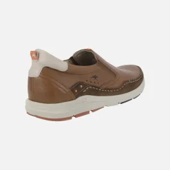 Mocasines confort con elásticos en piel marrón para hombre