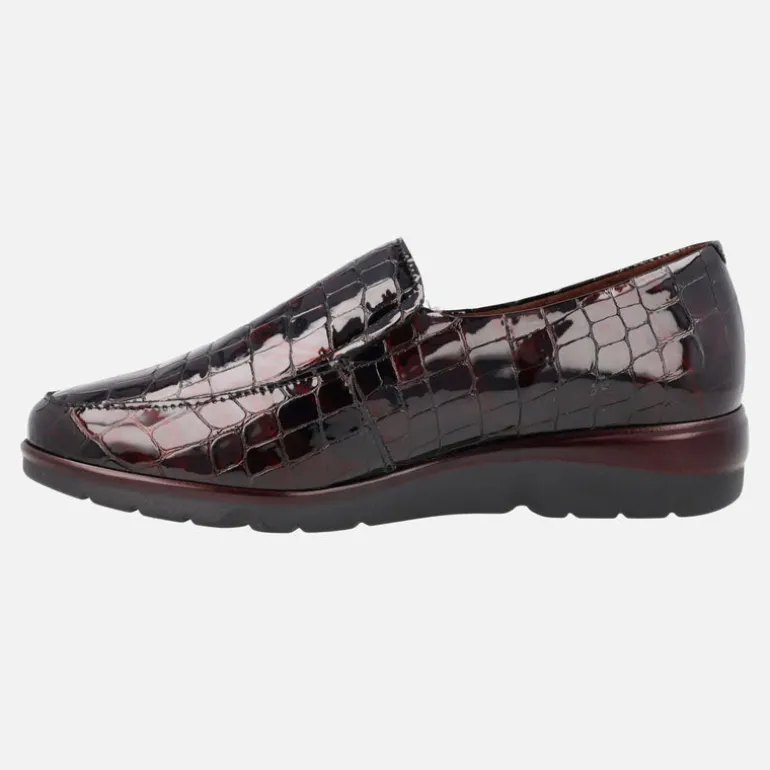 Mocasines confort en coco charol con elásticos laterales