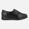 Mocasines confort en combinado de piel y tejido estampado negro