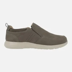 Mocasines confort en nobuck taupe con elásticos laterales