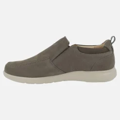 Mocasines confort en nobuck taupe con elásticos laterales