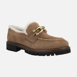 Mocasines de ante camel Militare con forro borreguillo y adorno metálico