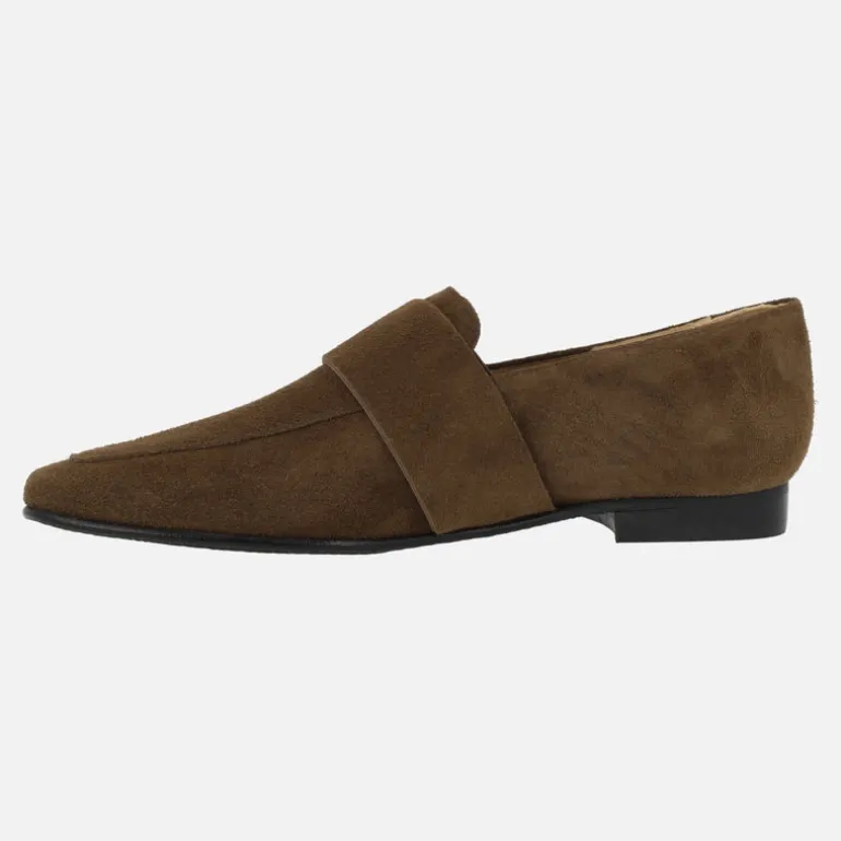 Mocasines de ante con maxi hebilla de carey
