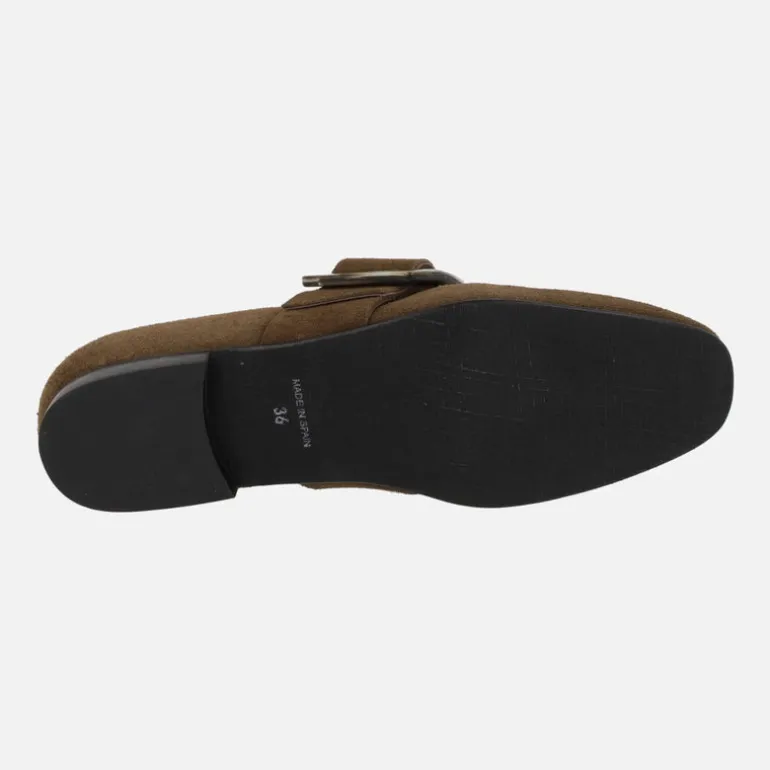 Mocasines de ante con maxi hebilla de carey