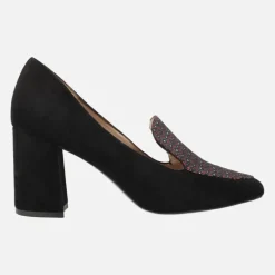 Mocasines de ante negro con copete en tejido estampado Tadeus