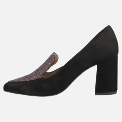 Mocasines de ante negro con copete en tejido estampado Tadeus