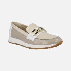 Mocasines de charol en combinado tricolor con cadena