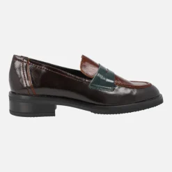 Mocasines de piel acharolada en combinado tricolor