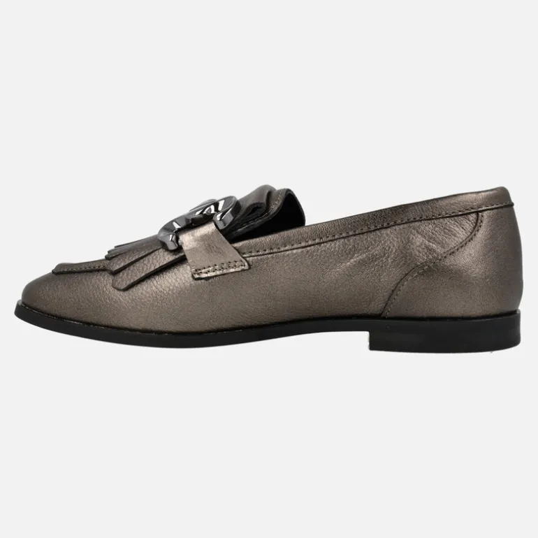 Mocasines de piel Alpe New Roma con detalle de flecos y adorno metálico