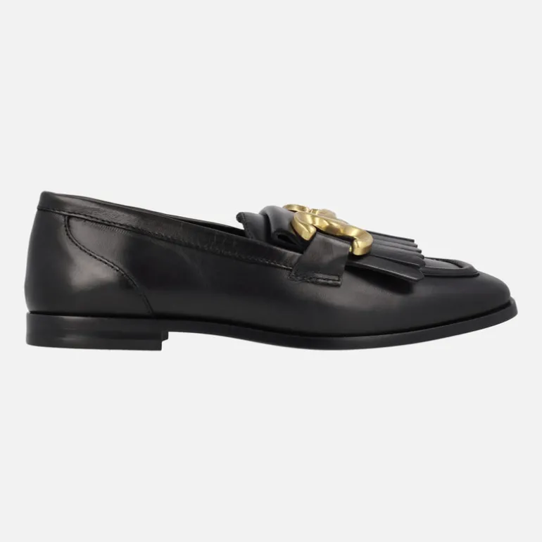 Mocasines de piel Alpe New Roma con detalle de flecos y adorno metálico