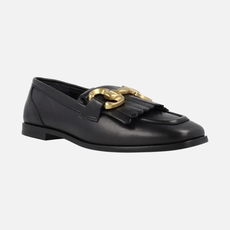 Mocasines de piel Alpe New Roma con detalle de flecos y adorno metálico