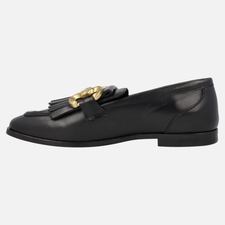 Mocasines de piel Alpe New Roma con detalle de flecos y adorno metálico