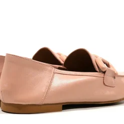 Mocasines de piel con adorno de pasta al tono para mujer