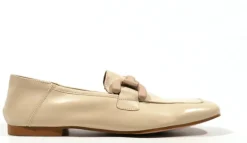 Mocasines de piel con adorno de pasta al tono para mujer
