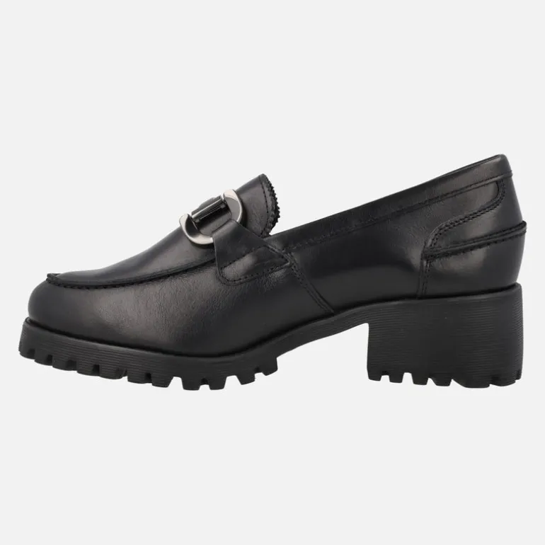 Mocasines de piel con adorno metálico y piso track