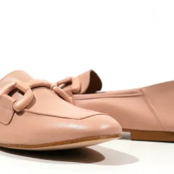 Mocasines de piel con adorno de pasta al tono para mujer