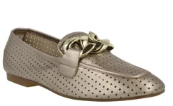 Mocasines de piel con calados y adorno de cadena