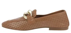 Mocasines de piel con calados y adorno de cadena