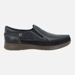 Mocasines de piel en azul marino con elásticos laterales