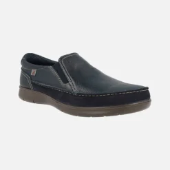 Mocasines de piel en azul marino con elásticos laterales