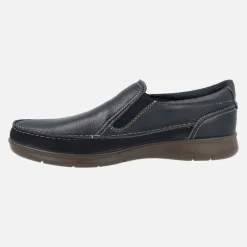 Mocasines de piel en azul marino con elásticos laterales