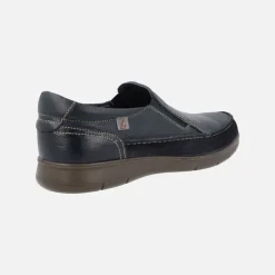 Mocasines de piel en azul marino con elásticos laterales
