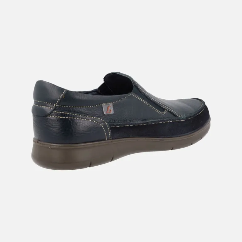 Mocasines de piel en azul marino con elásticos laterales