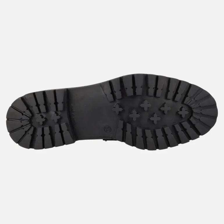 MOCASINES DE piel negra MILITARE CON FORRO BORREGUILLO Y ADORNO METÁLICO