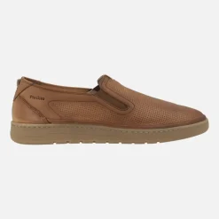 Mocasines de piel para hombre con picados y elásticos laterales