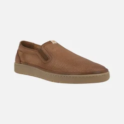 Mocasines de piel para hombre con picados y elásticos laterales