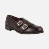 Mocasines de piel para mujer con hebillas y tachuelas
