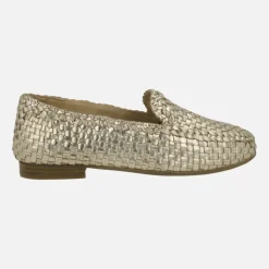 Mocasines de piel trenzada color oro