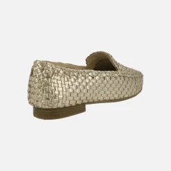 Mocasines de piel trenzada color oro